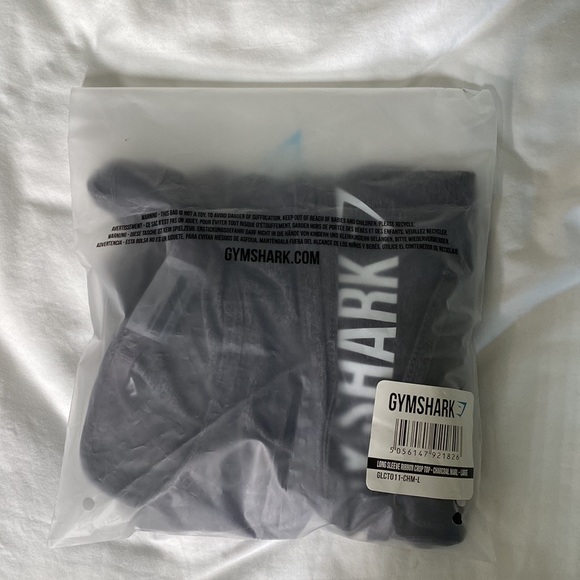 GYMSHARK Long Sleeve Ribbon Crop Top - Charcoal Marl - Large BRAND NEW - Picture 12 of 13